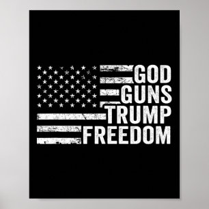 Póster Dios Armas Trump Libertad - Cristiano Divertido Pr