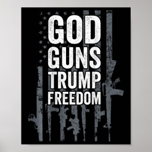 Póster Dios Armas Trump Libertad - Divertida Bandera Pro 