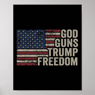 Póster Dios Armas Trump Libertad - Pro Arma Bandera De Us