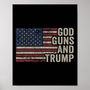 Póster Dios Armas Y Trump - Divertido Republicano Pro Dio