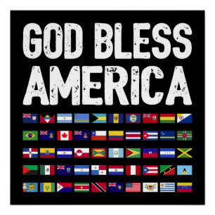 Póster Dios Bendiga a América Orgullo Latino Todos los Pa