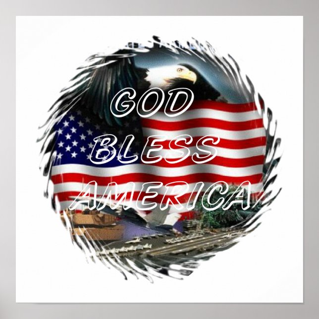 Póster Dios bendiga a estados unidos (Frente)