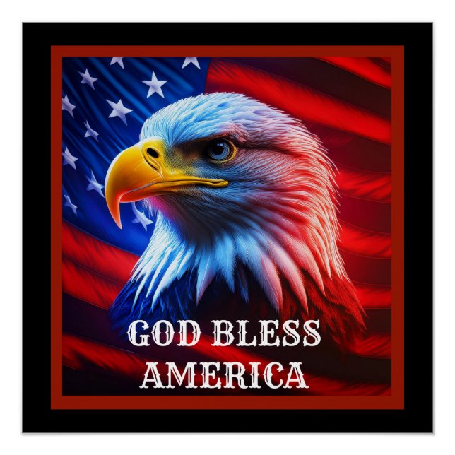Póster Dios bendiga a Estados Unidos Bandera de Estados U (Anverso)