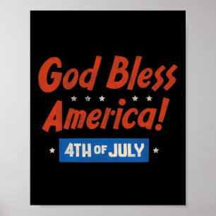 Póster Dios Bendiga A Estados Unidos Feliz 4 De Julio Pat