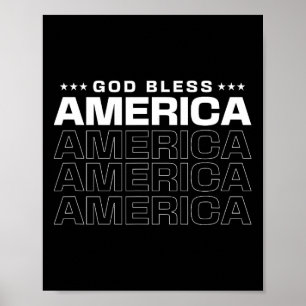 Póster Dios Bendiga A Estados Unidos Patriótico El 4 De J