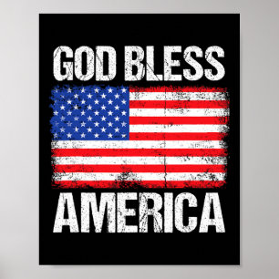 Póster Dios Bendiga A Estados Unidos Patriótico Feliz 4 D