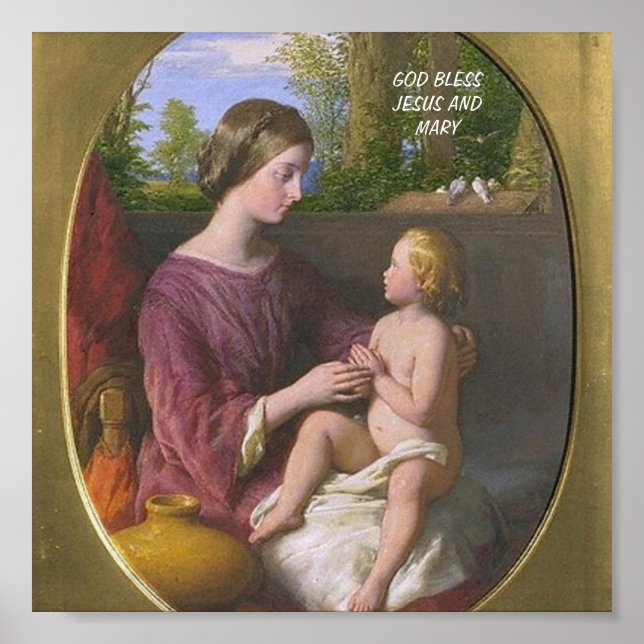 PÓSTER DIOS BENDIGA A JESÚS Y MARY (Frente)