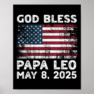 Póster Dios bendiga a Papa Leo al nuevo Papa León America