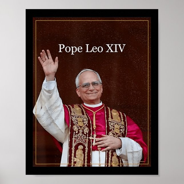Póster Dios bendiga al Papa Leo Xiv Shirt, Papa Leo Xiv (Frente)