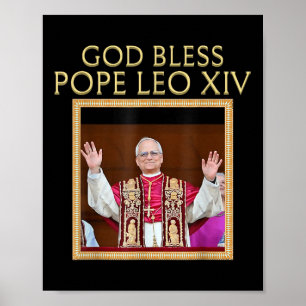 Póster Dios bendiga al Papa León Xiv Retrato Católico Rel