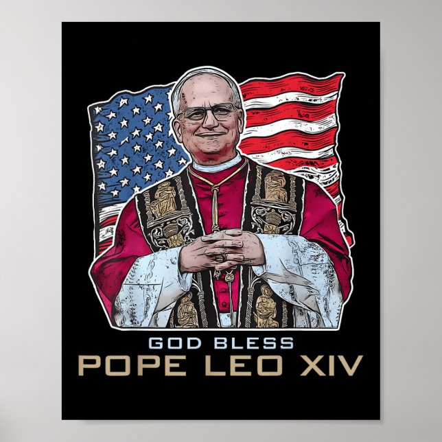 Póster Dios bendiga al Papa León Xiv Robert Nuevo Papa Re (Frente)