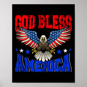 Póster Dios bendiga la bandera del águila americana de Am