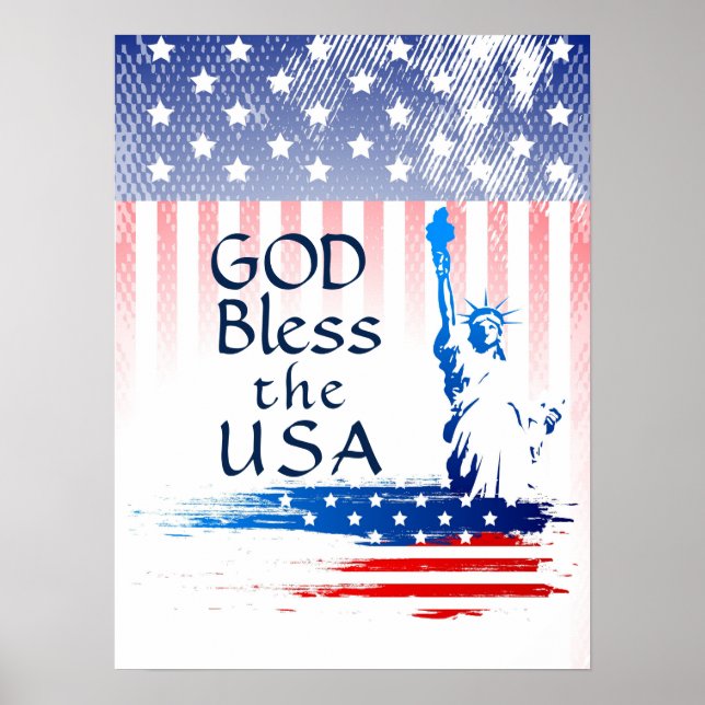 Póster Dios bendiga la Estatua de la Libertad de Estados  (Frente)