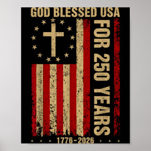 Póster Dios bendijo a Estados Unidos por 250 años 1776 20