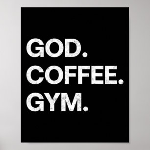 Póster Dios Café Gym Gracioso Tee Jesus M