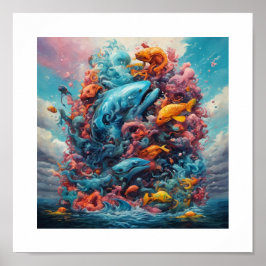 Póster Dios creando criaturas del agua