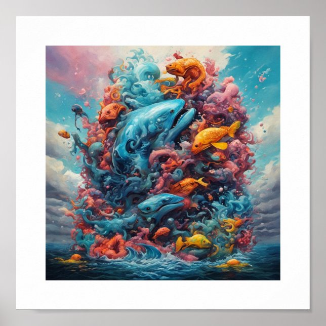 Póster Dios creando criaturas del agua (Frente)