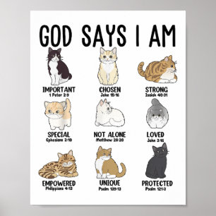 Póster Dios cristiano dice que soy gato Jesús adolescente