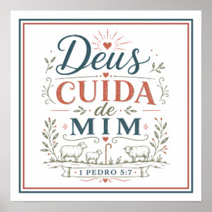 Póster Dios Cuida de Mí Frase Espiritual Cristiana