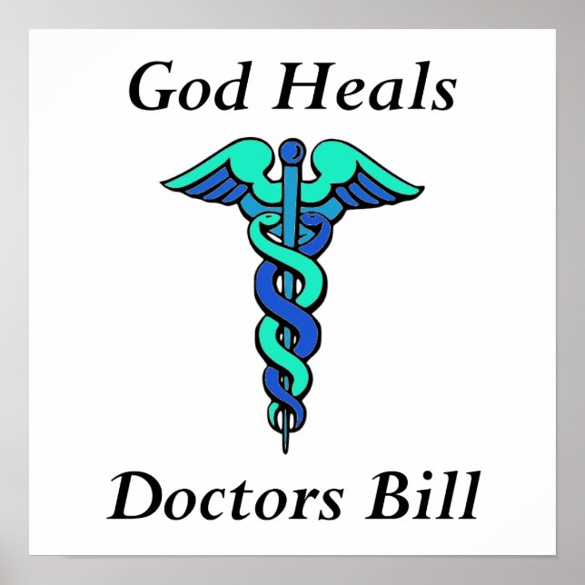 Póster Dios cura, Médicas Bill (Frente)