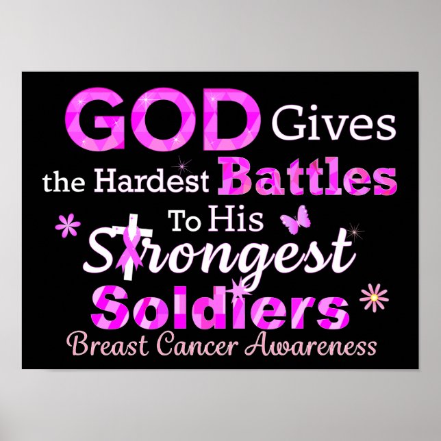 Póster DIOS da las batallas más difíciles (Frente)