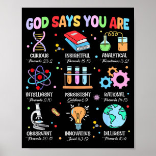 Póster Dios de la Biblia cristiana dice que eres ciencia