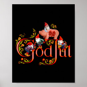 Póster Dios de la Navidad escandinavo Jul Cerdo de Mazapá