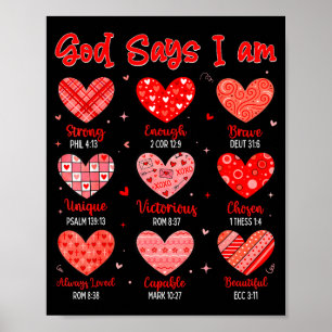 Póster Dios de San Valentín dice que soy versículo de la