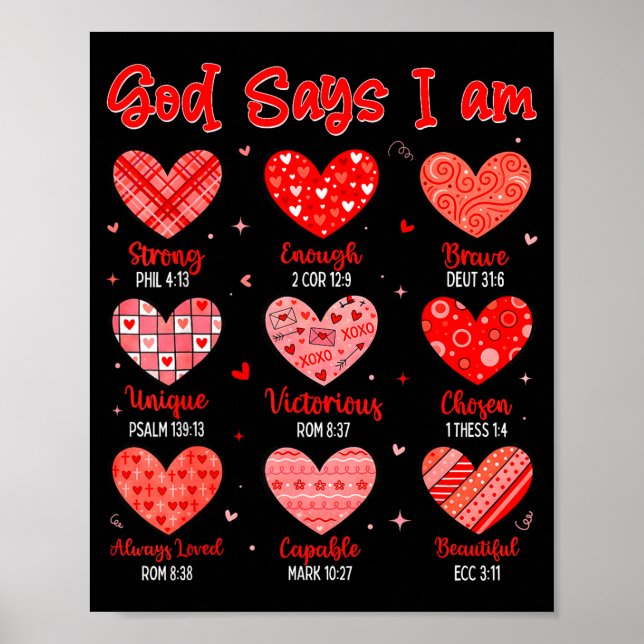 Póster Dios de San Valentín dice que soy versículo de la  (Frente)
