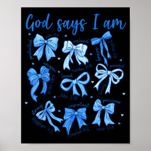 Póster Dios del lazo azul digo soy chica cristiana mujere