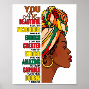 Póster Dios dice que eres reina negra cristiana Reina neg