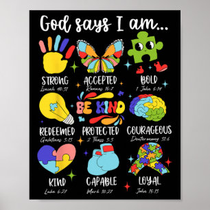 Póster Dios dice que soy amable de ser autista, de ser mu