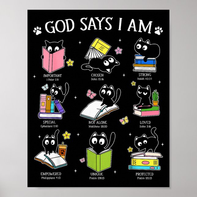 Póster Dios dice que soy amante de los libros de gatos cr (Frente)
