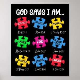 Póster Dios dice que soy biblia contra autismo cristiano