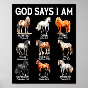 Póster Dios dice que soy caballo cristiana niña adolescen