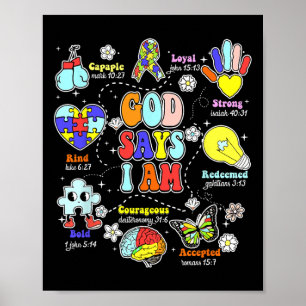 Póster Dios dice que soy conciencia del autismo sé amable
