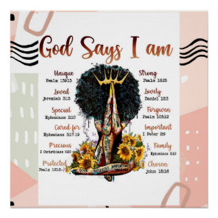 Póster Dios dice que soy cristiana negra