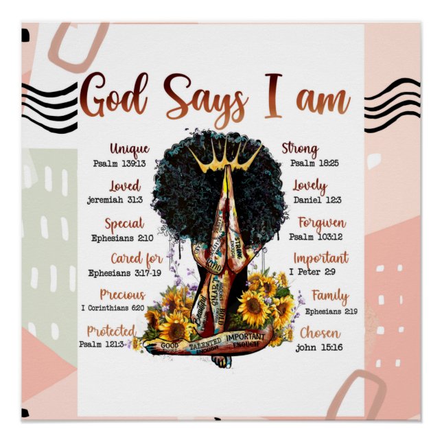 Póster Dios dice que soy cristiana negra (Anverso)