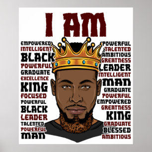 Póster Dios dice que soy el Rey Negro Melanin Hombre Bruh