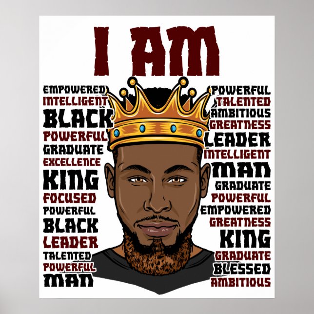 Póster Dios dice que soy el Rey Negro Melanin Hombre Bruh (Frente)