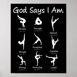 Póster Dios Dice Que Soy Gimnasia Adolescente Chica Toddl