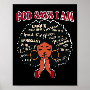 Póster Dios dice que soy mujer afroafricana nubia histori