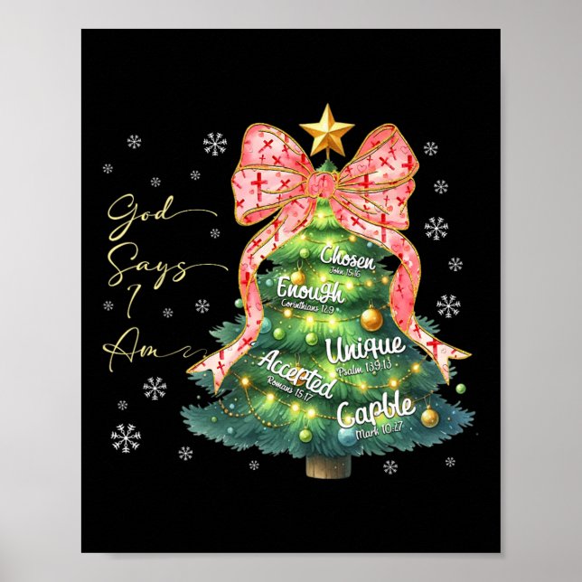 Póster Dios dice que soy Navidades amables Navidad Niños  (Frente)