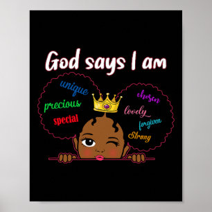 Póster Dios dice que soy un niño Chica de Melanin negro