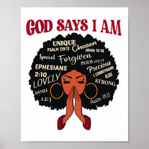 Póster Dios dice que soy una mujer africana nubia negra a
