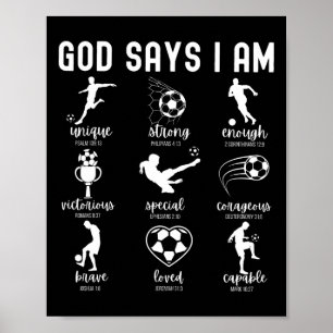 Póster Dios dice que soy versículo de la Biblia cristiana