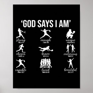 Póster Dios dice que soy versículo de la Biblia Religioso