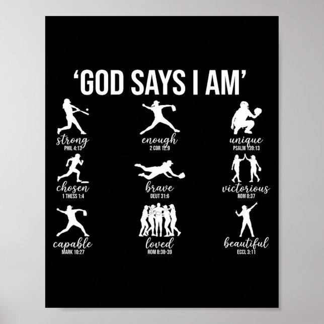 Póster Dios dice que soy versículo de la Biblia Religioso (Frente)