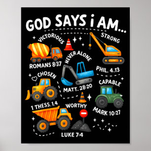 Póster Dios dice que soy versículos de la Biblia cristian