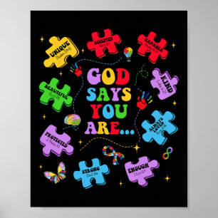 Póster Dios diga que eres autista cristiano Jesús Biblia 